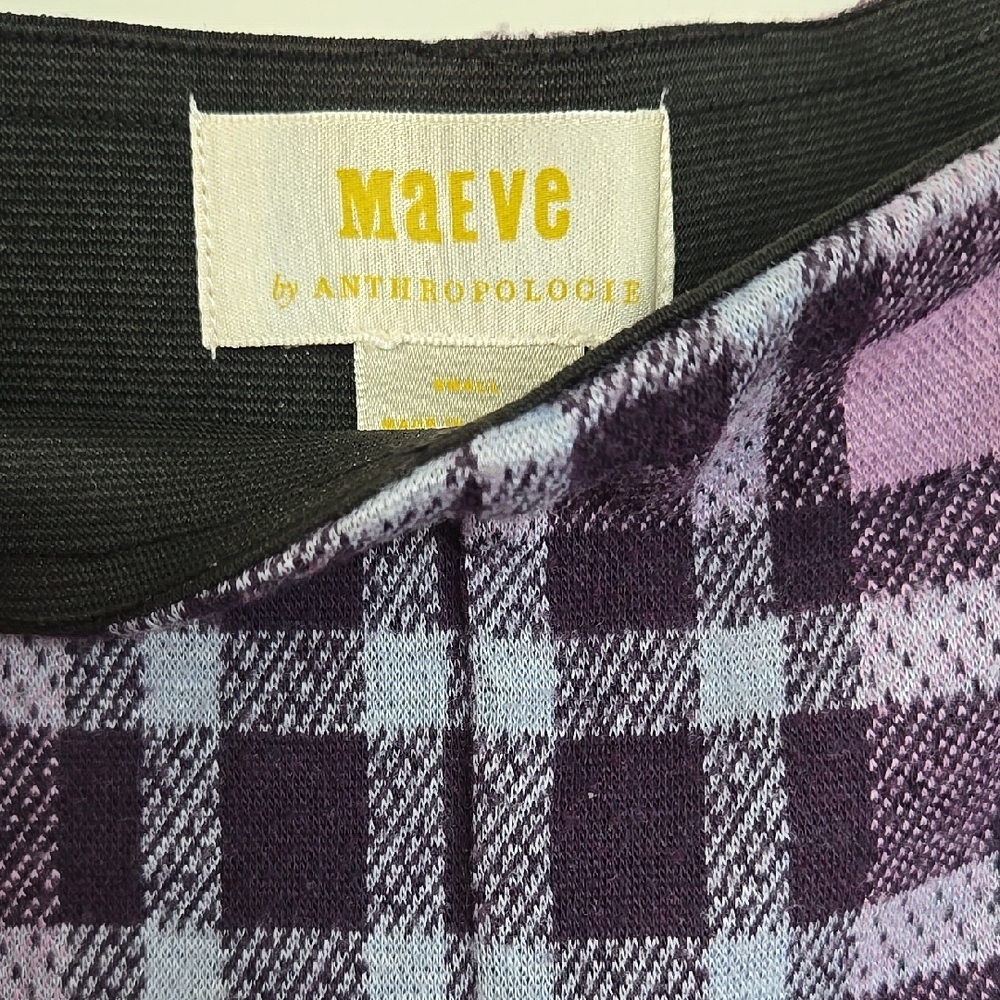 Maeve Anthropologie Pastel Plaid Crop Flare Pants Size S - Picture 2 of 14